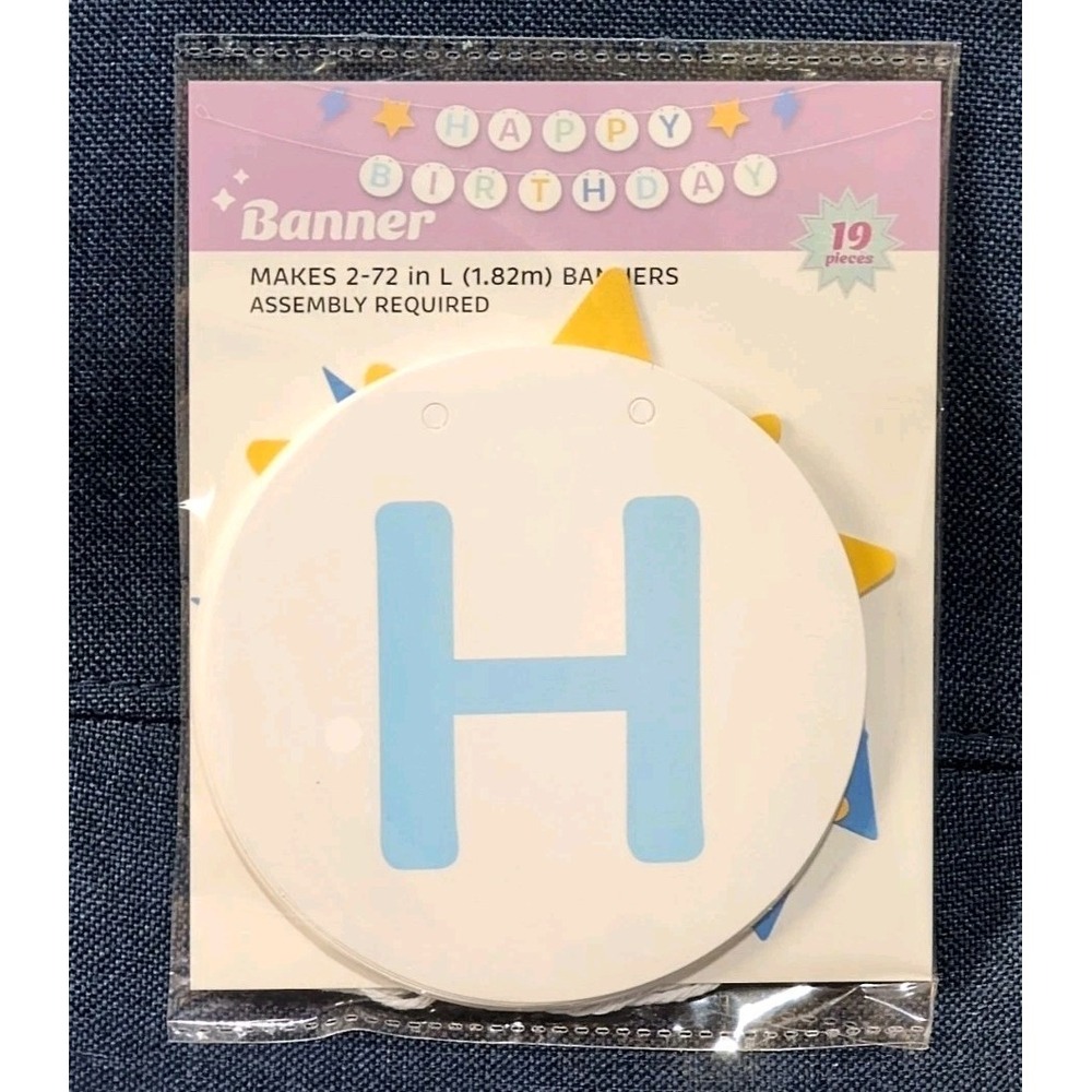 Happy Birthday String Banner 2-72" Banner Stars Colorful Lightening Bolts